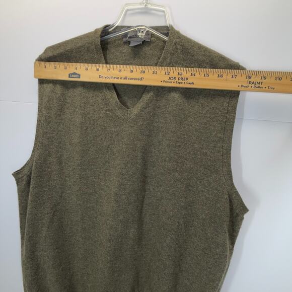 Brooks Brothers 100% Cashmere Knit Sweater Vest Green V Neck Men Size XL Preppy - Picture 6 of 10